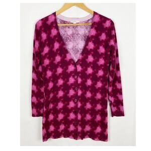 Isaac Mizrahi Live Button Front Printed Cardigan